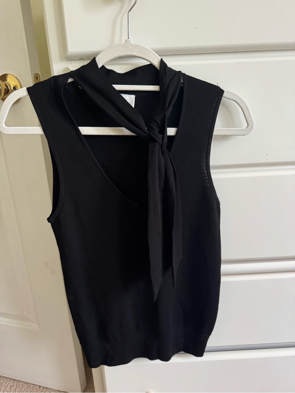 LOFT Black Sleeveless Tie-Neck Tank